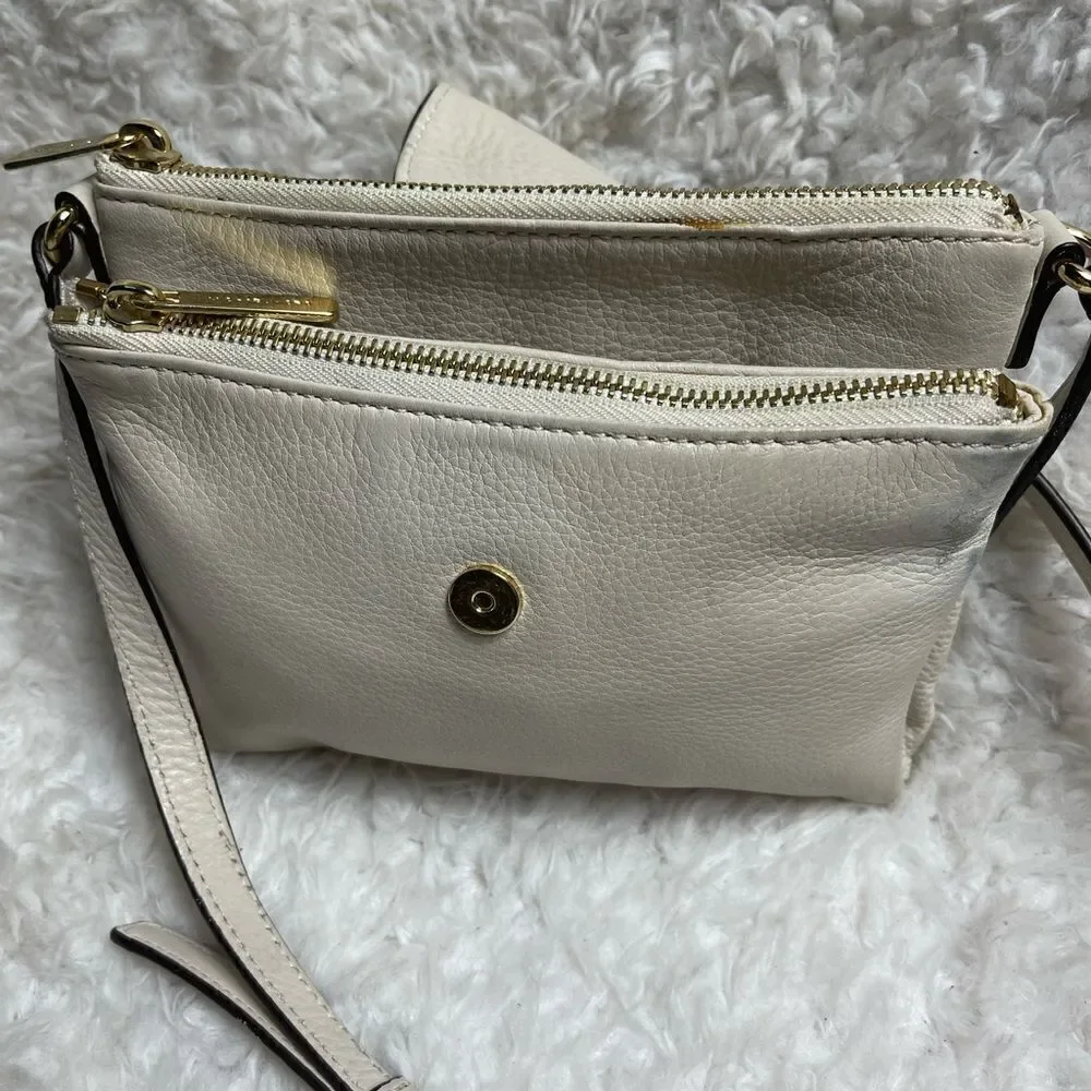 MICHAEL KORS Fulton Pebbled Leather Beige Crossbody Organizer Bag - Picture 10 of 15